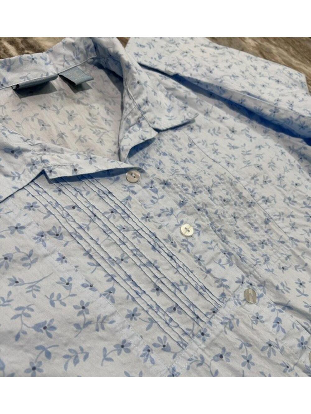 🧵Classic Elements Clear Sky Blue Textured Floral Top | 3/4 Sleeve | XL - Picture 2 of 7